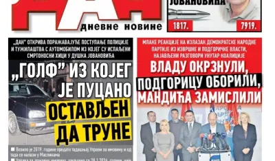 Naslovna strana "Dana" za 31. januar 2026.
