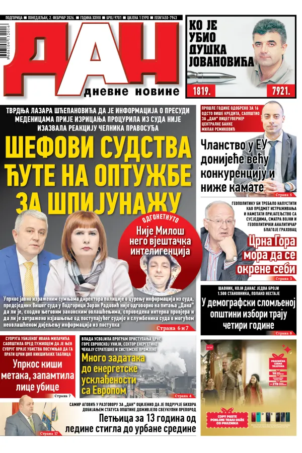 Naslovnica Dana za 2,. februar
