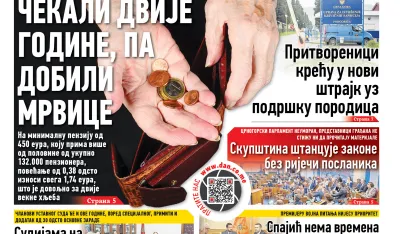 Naslovna strana "Dana" za 3. februar 2026