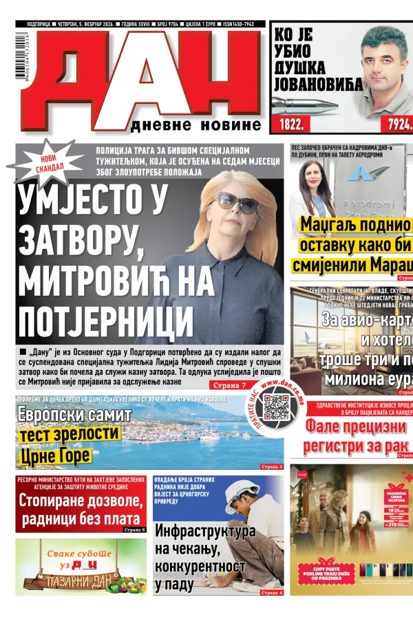 Naslovna strana Dana za 5. februar