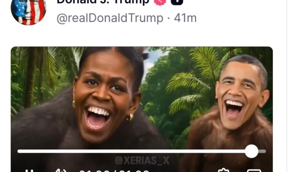 Tramp objavio rasistički AI video o Baraku i Mi&scaron;el Obami