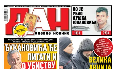 Naslovna strana "Dana" za 14. februar