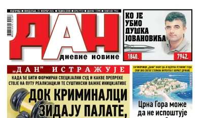 Naslovna strana "Dana" za 23. februar 2026