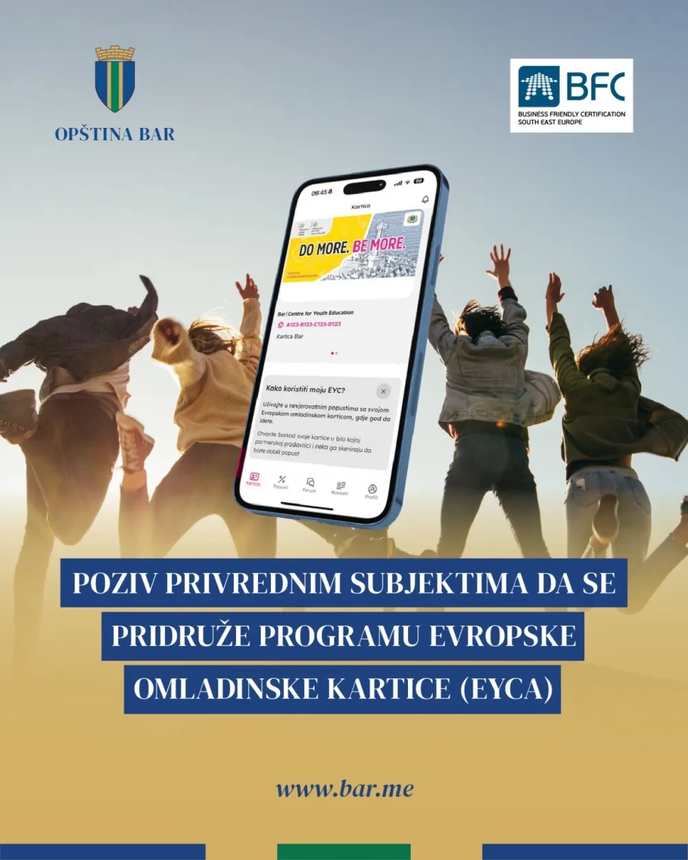 Op&scaron;tina Bar i EYCA: Otvoren poziv za ulazak u partnersku mrežu Evropske omladinske kartice