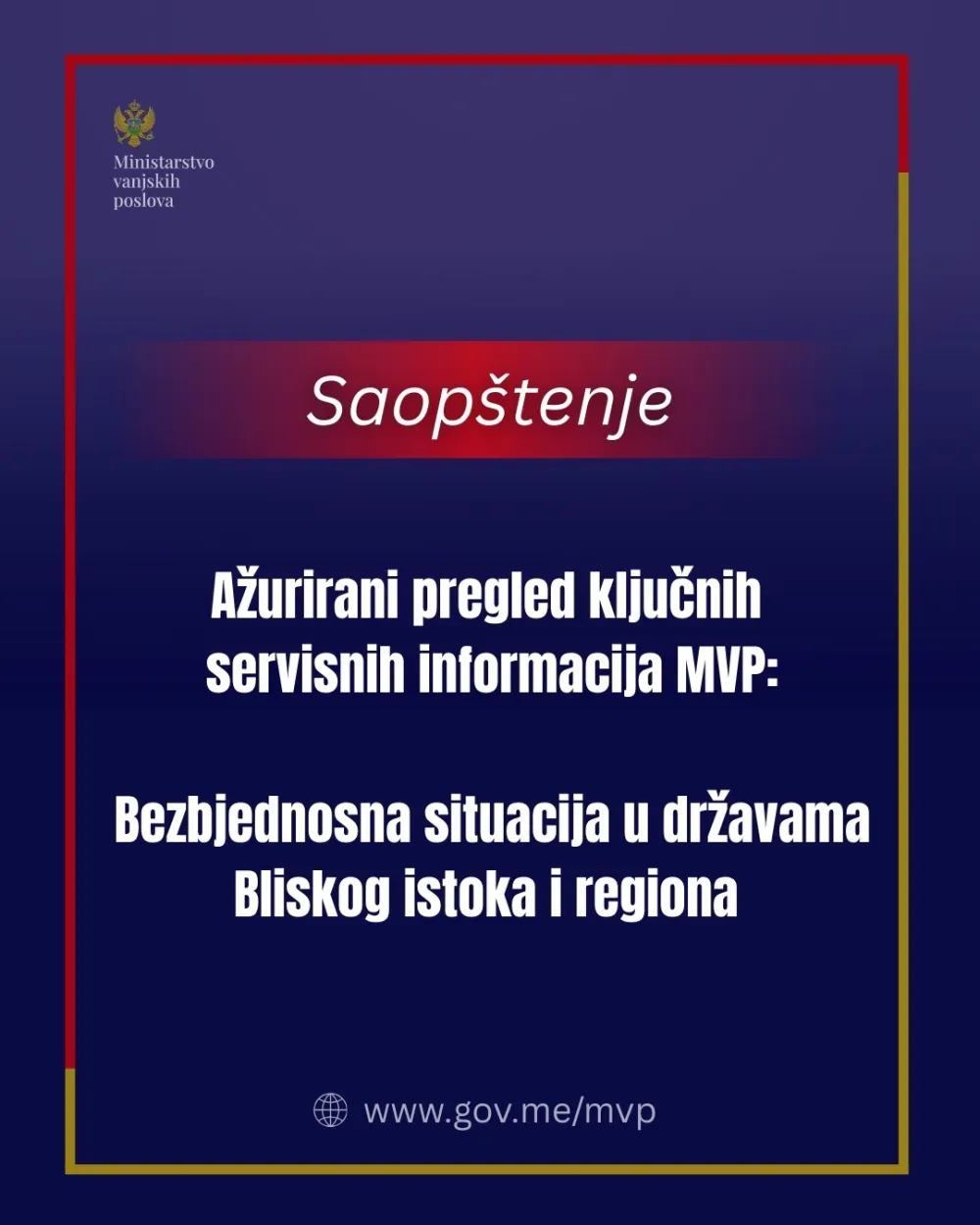 Ažurirani pregled ključnih servisnih informacija