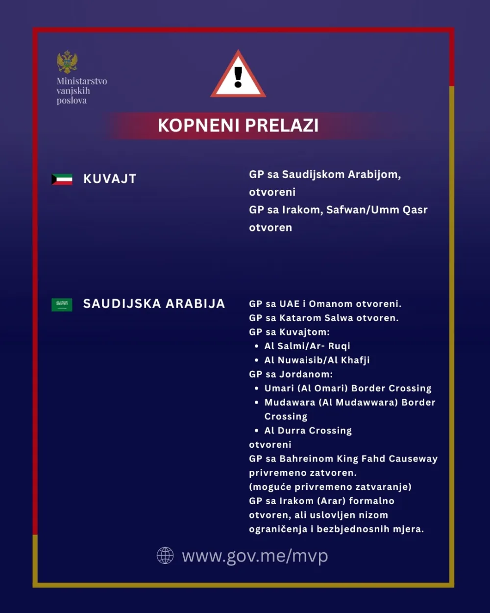 Ažurirani pregled ključnih servisnih informacija