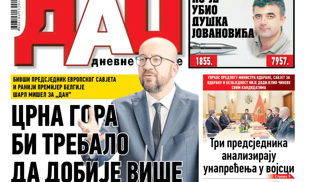 Naslovna strana "Dana" za 10. mart