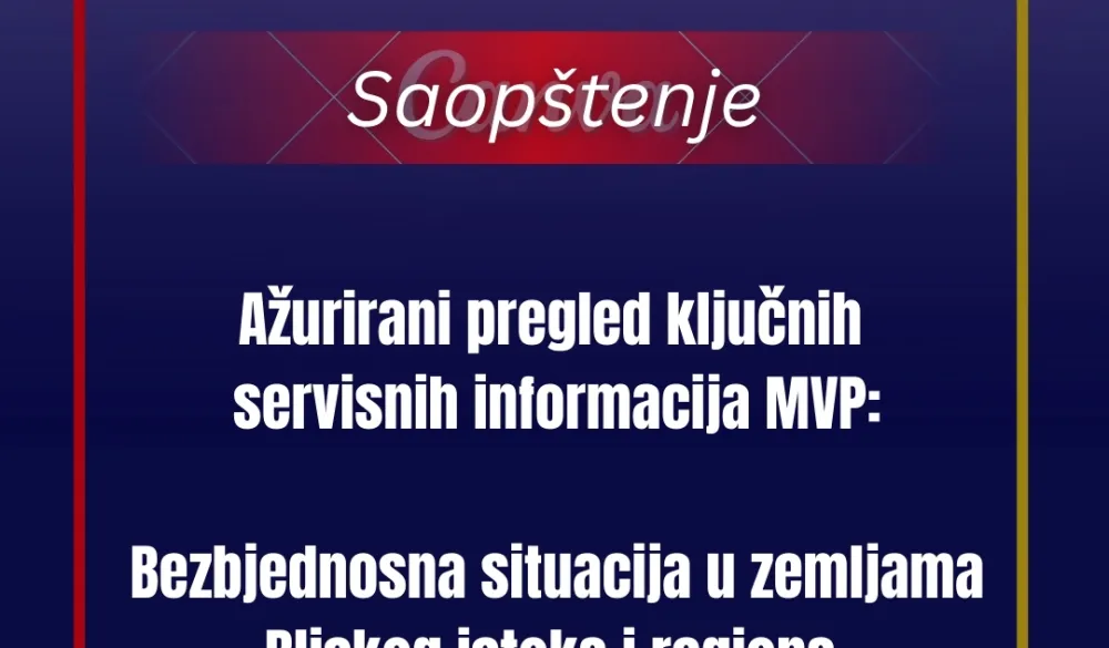 MVP ažurirao ključne informacije za države obuhvaćene eskalacijom na Bliskom istoku