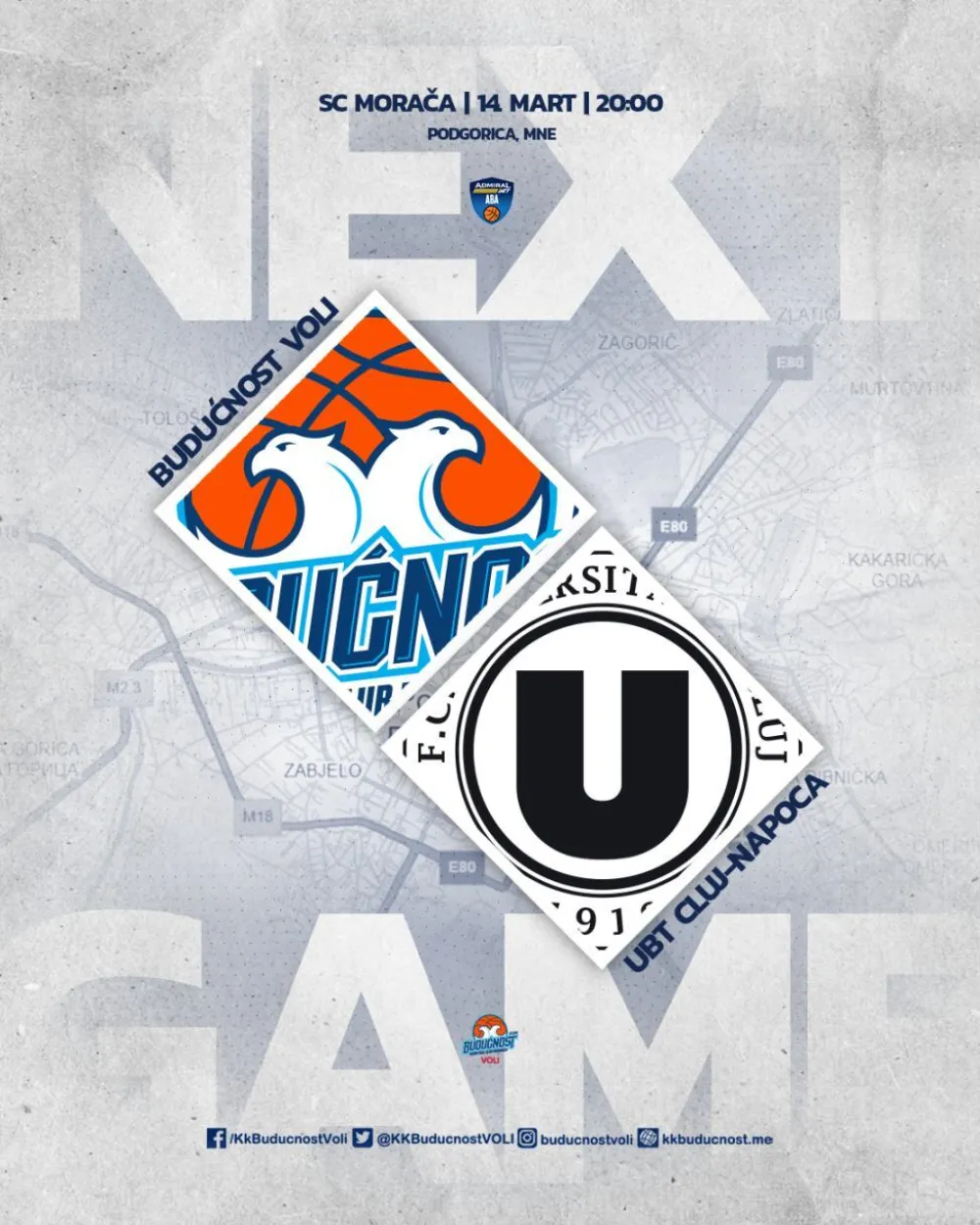 Budućnost Voli u subotu od 20h ponovo protiv Kluža 