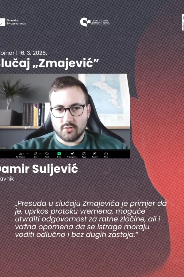 CGO: Slučaj Zmajević pokazuje da je moguće utvrditi odgovornost za ratne zločine