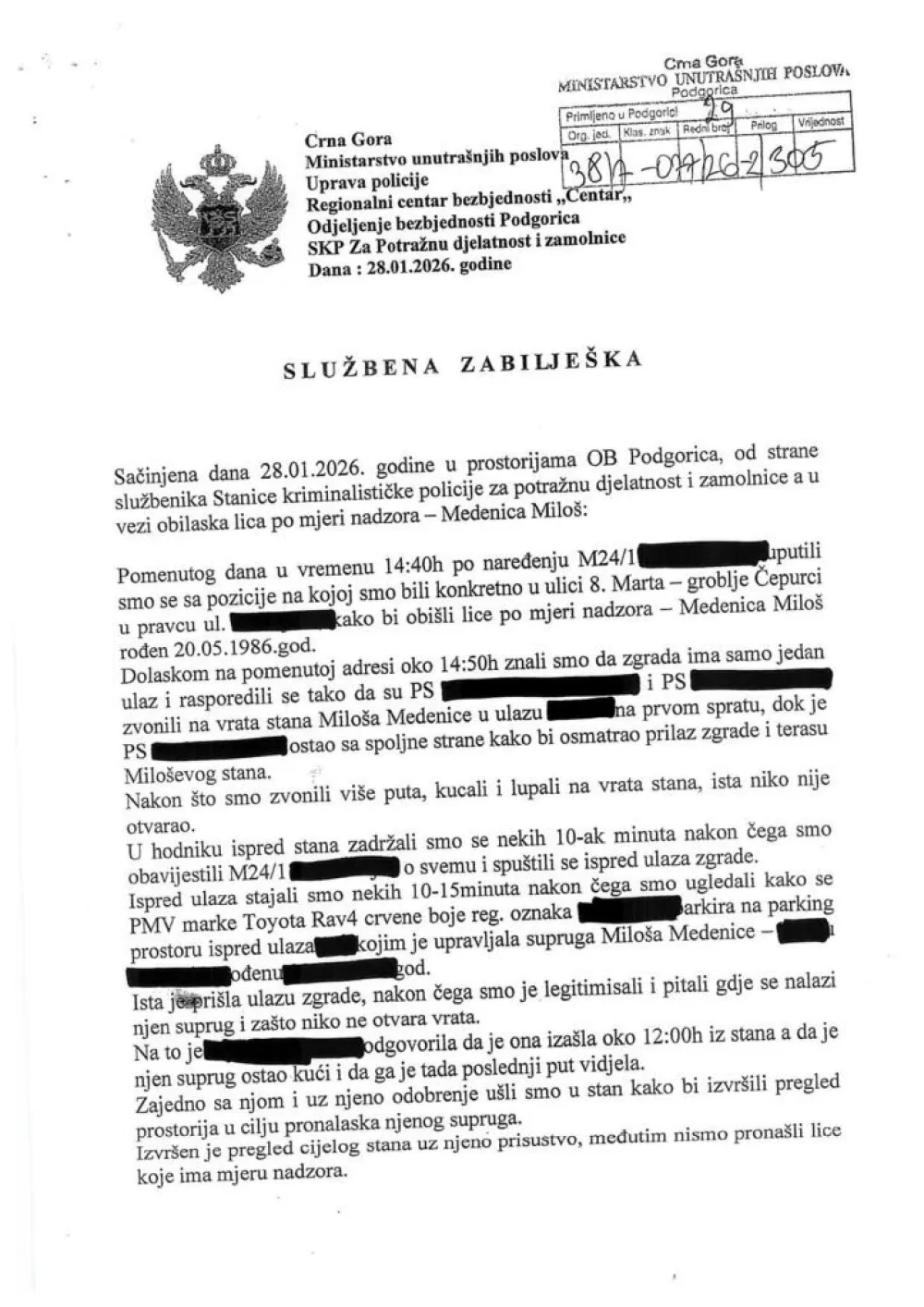 Službena zabilje&scaron;ka
