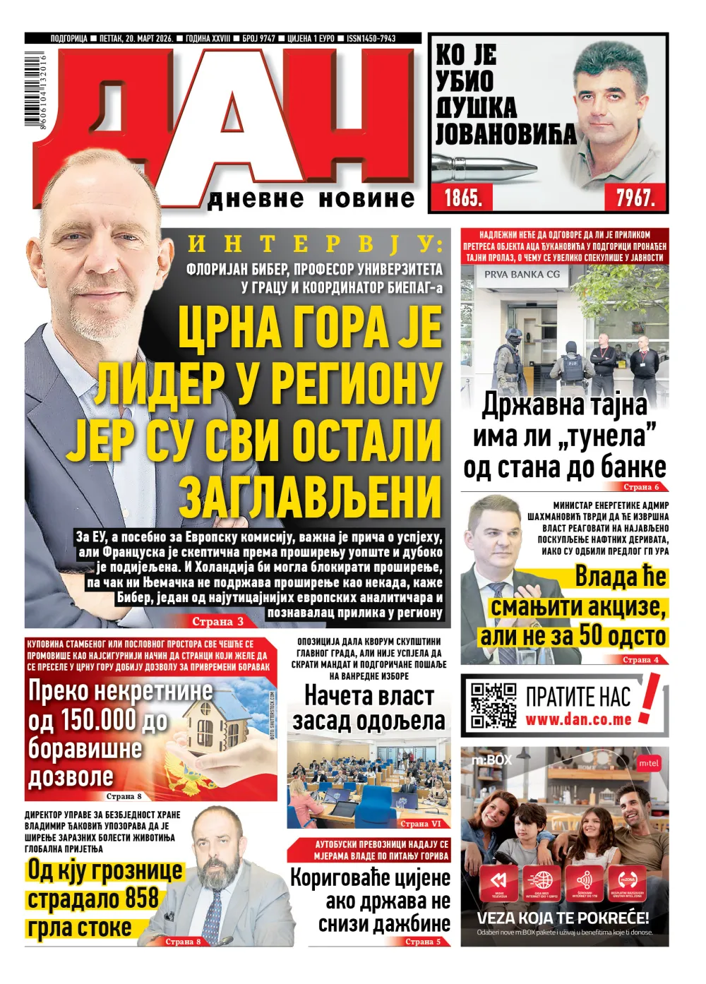Naslovna Dana za 20. mart