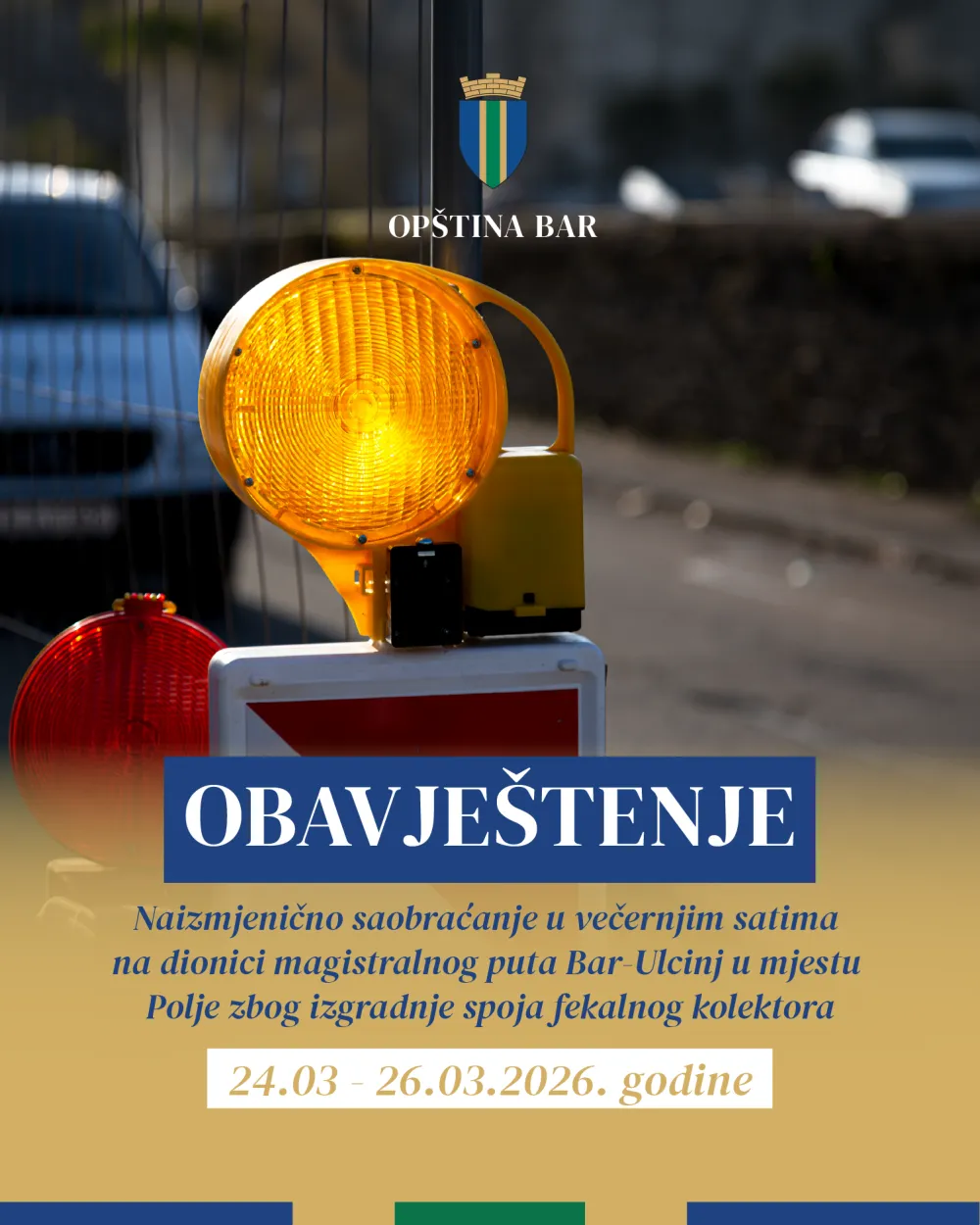 Op&scaron;tina Bar: Od utorka do četvrtka&nbsp;naizmjenično odvijanje saobraćaja na magistrali Bar-Ulcinj