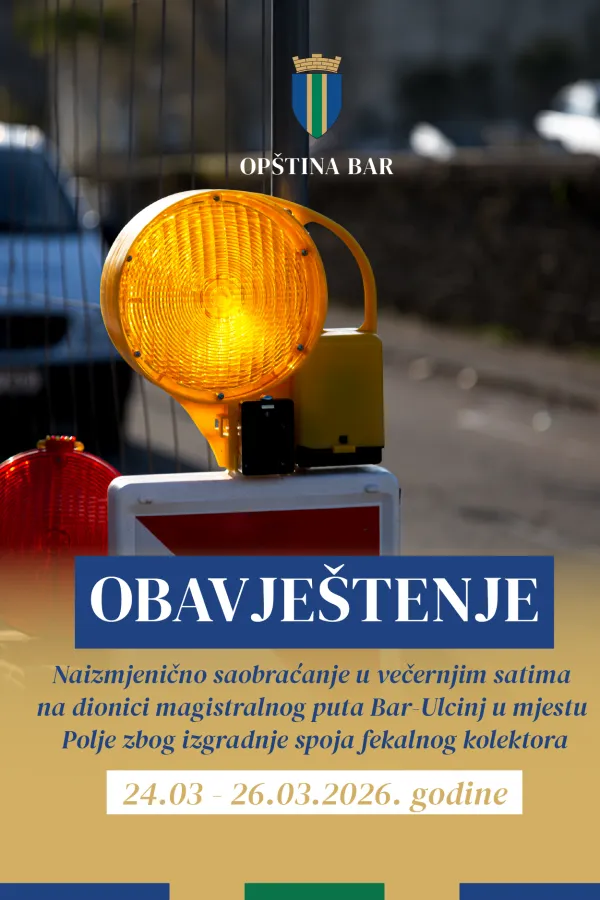Op&scaron;tina Bar: Od utorka do četvrtka&nbsp;naizmjenično odvijanje saobraćaja na magistrali Bar-Ulcinj