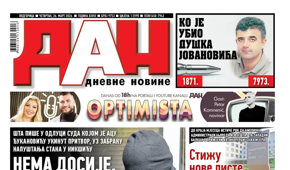 Naslovna strana Dana za 26. mart