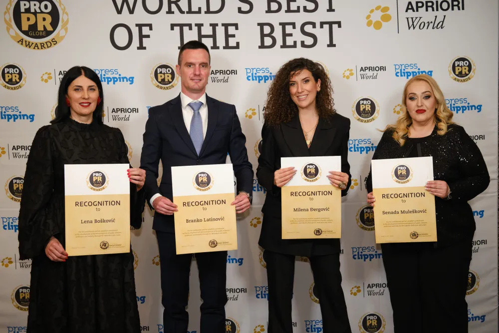 Mule&scaron;ković, Bo&scaron;ković, Bobičić, Đergović i Latinović dobitnici PRO PR Globe People Achievement Awards