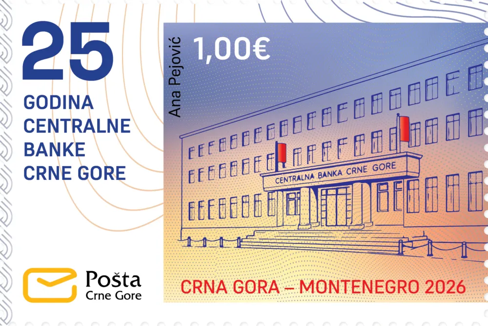 Po&scaron;ta Crne Gore publikovala po&scaron;tansku marku u okviru izdanja 25 godina CBCG