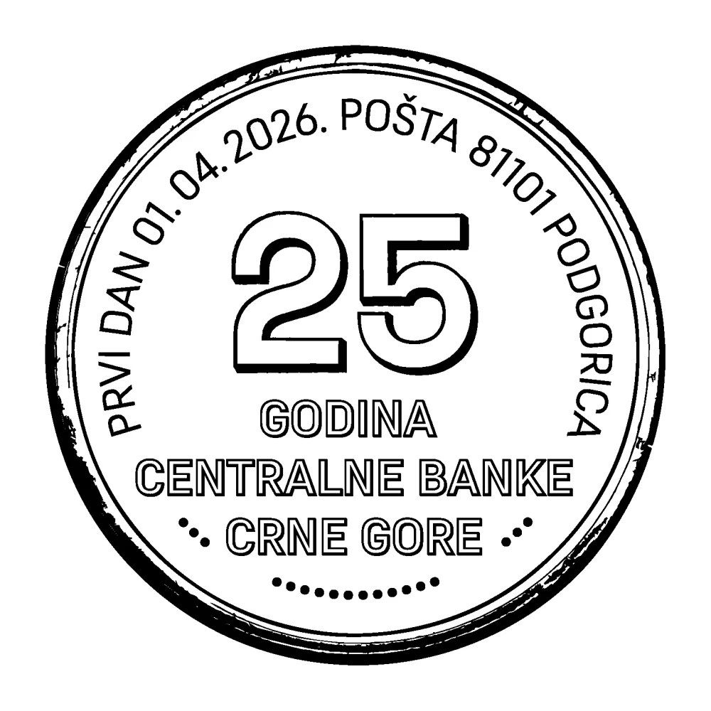 (FOTO) Po&scaron;ta Crne Gore publikovala po&scaron;tansku marku u okviru izdanja 25 godina CBCG