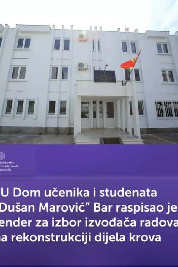 Za rekonsrukciju krova Doma učenika i studenata,,Du&scaron;an Marović" 41,3 hiljade eura