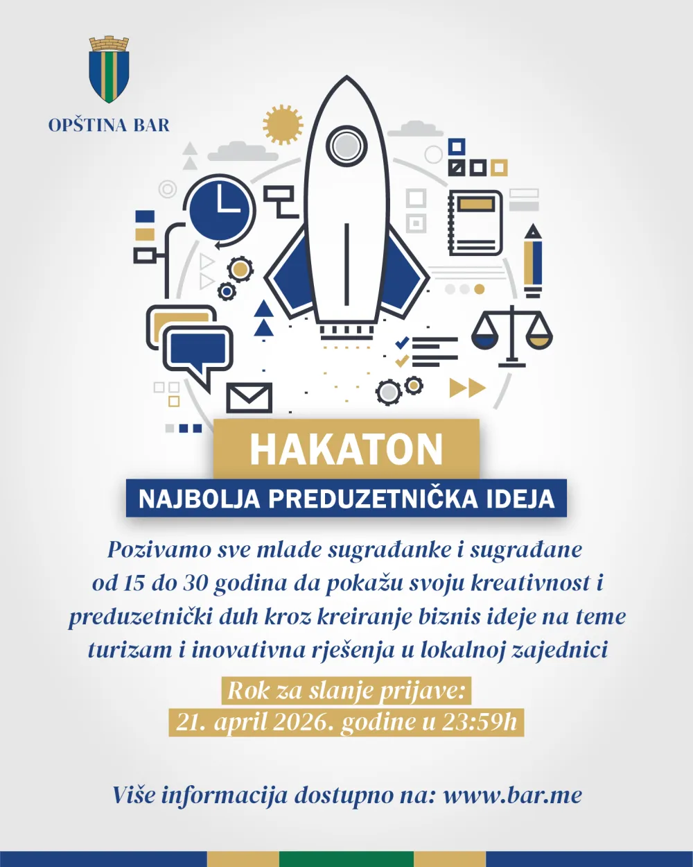 Objavljen konkurs Op&scaron;tine Bar za uče&scaron;će na Hakatonu "Najbolja preduzetnička ideja"