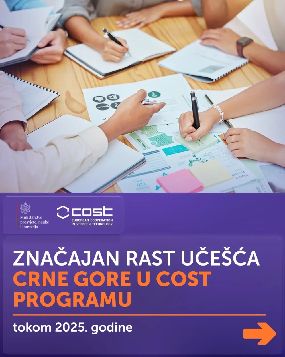 Značajan rast uče&scaron;ća Crne Gore u COST programu tokom 2025. godine