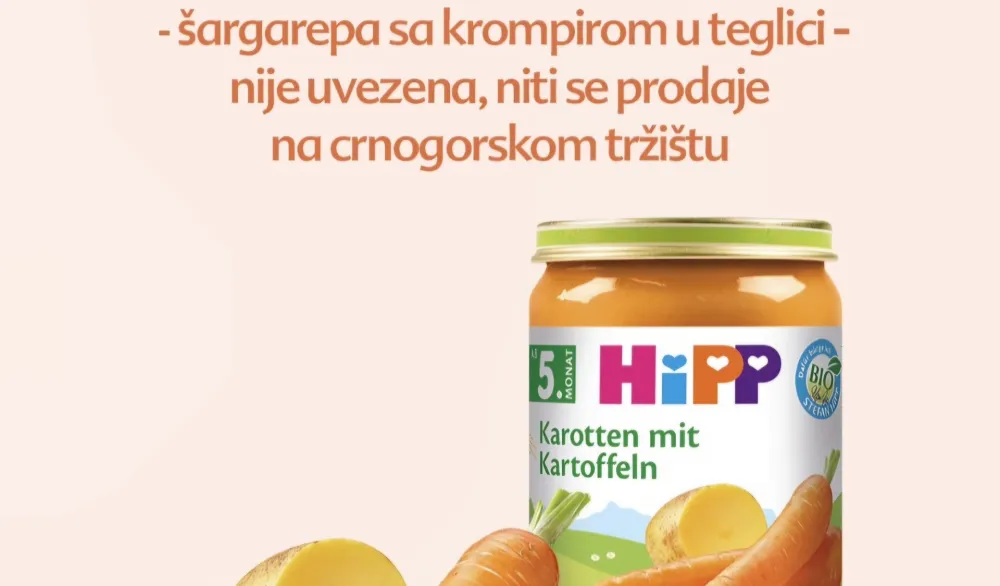Hipp Crna Gora: Sporna vrsta ka&scaron;ice nije uvezena, niti se prodaje na crnogorskom trži&scaron;tu