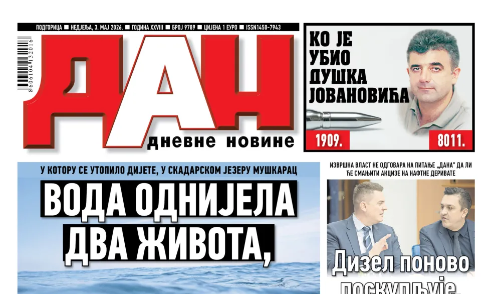 Naslovna strana "Dana" za 3. maj 2026