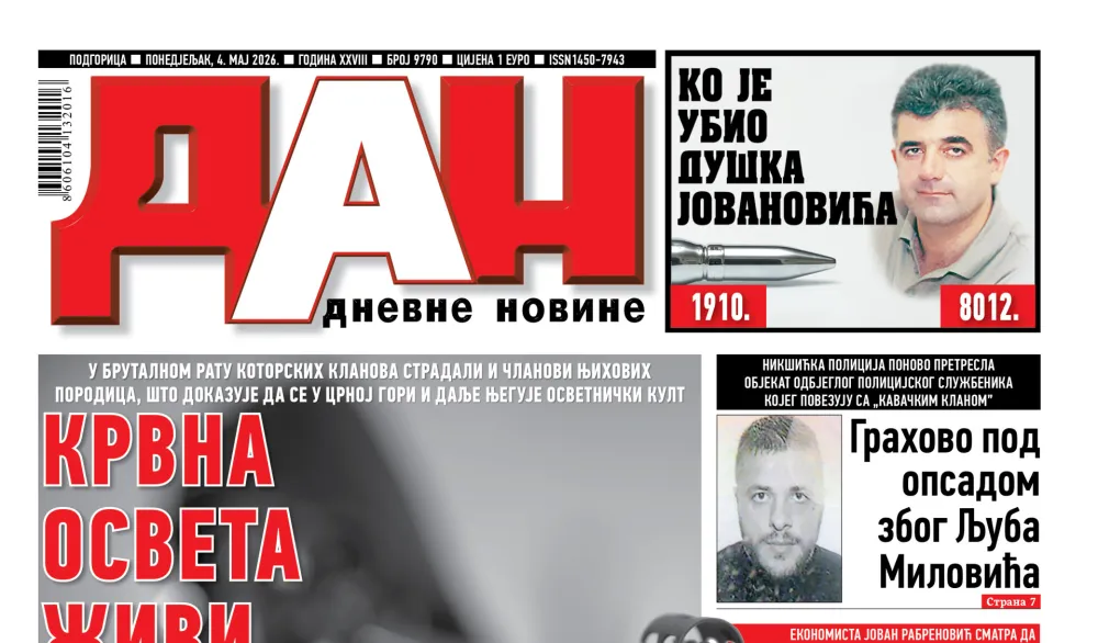 Naslovna strana "Dana" za 4. maj 2026