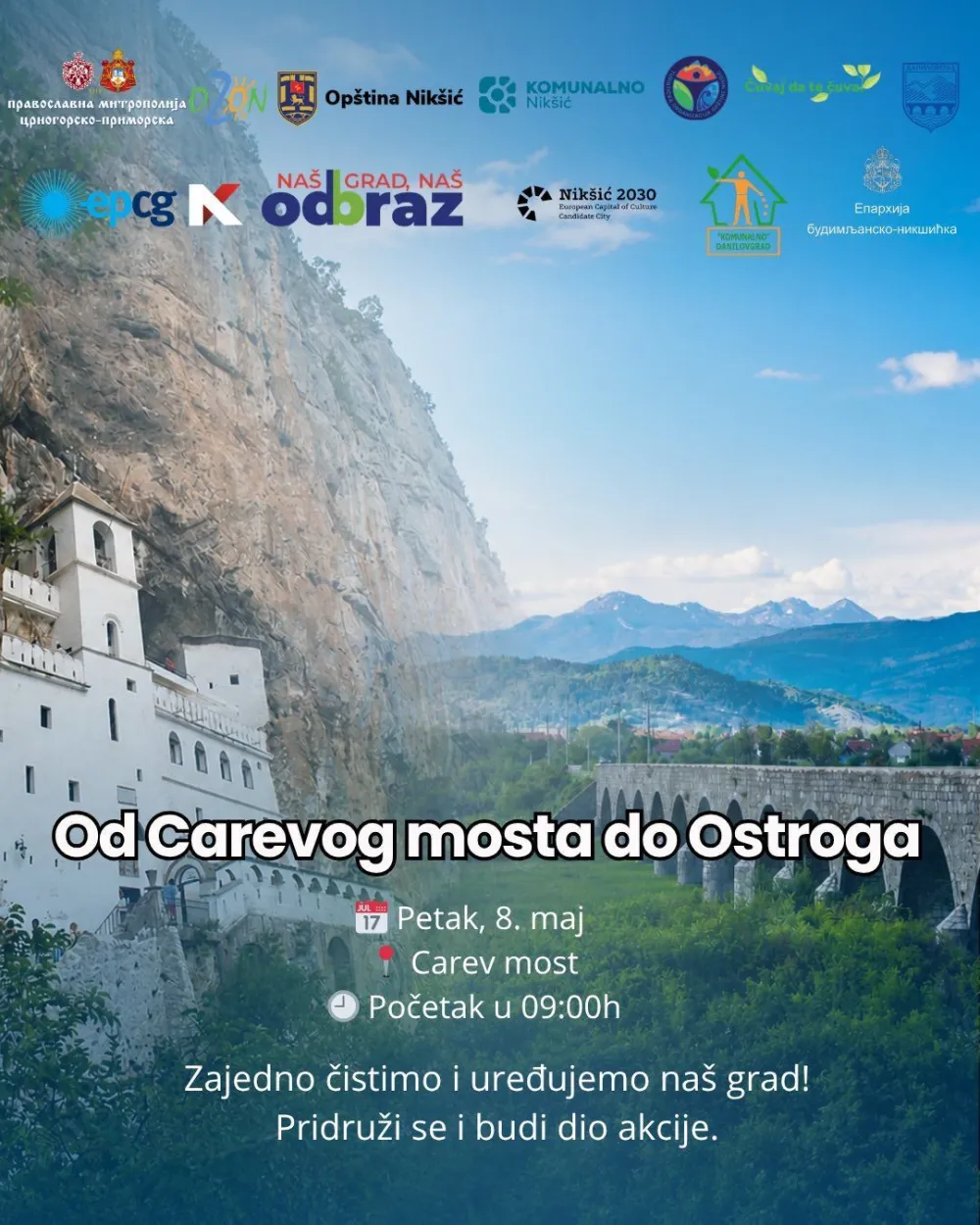 Akcija či&scaron;ćenja na potezu Carev most-Manastir Ostrog u petak