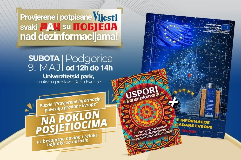 Podr&scaron;ka &scaron;tampanim medijima na proslavi Dana Evrope u Podgorici