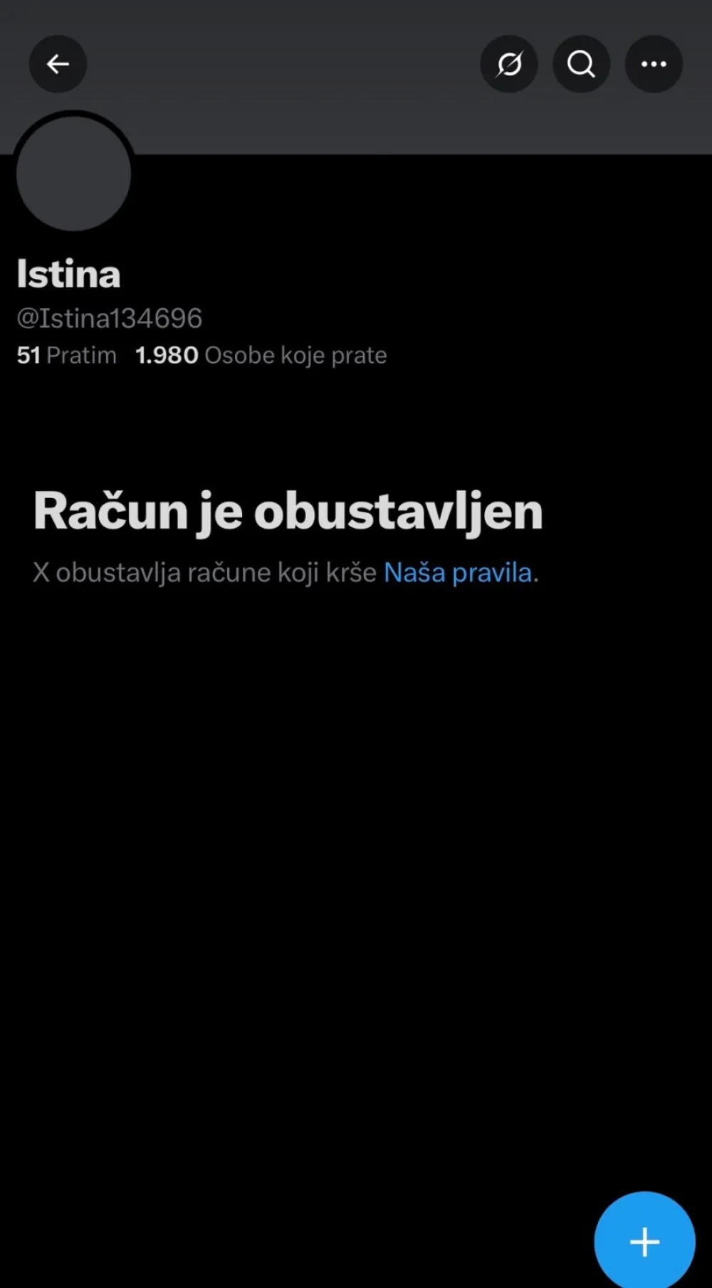 Suspendovan nalog Istine
