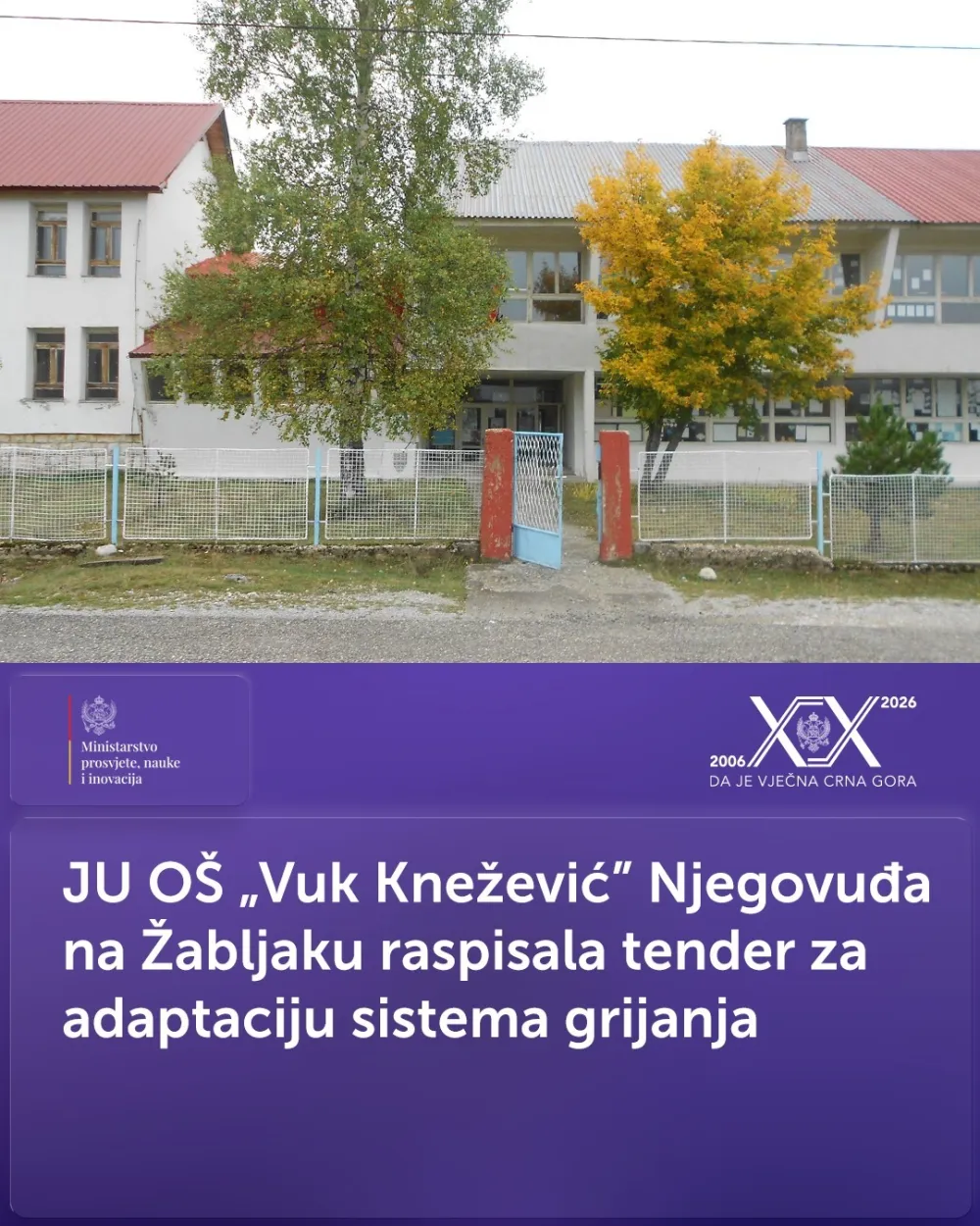 Tender za adaptaciju sistema grijanja u &scaron;koli na Žabljaku