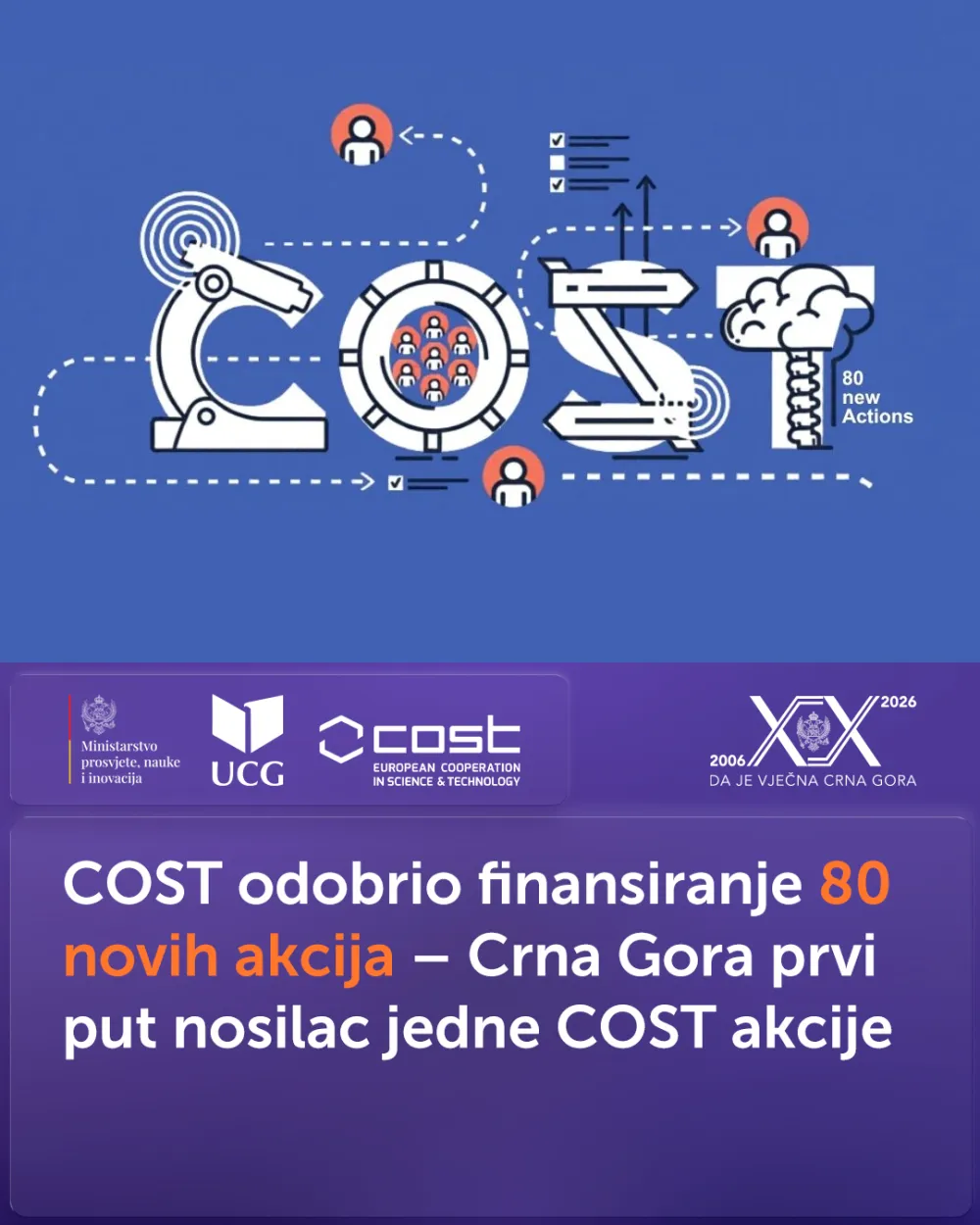 ​COST odobrio finansiranje 80 novih akcija &ndash; Crna Gora prvi put nosilac jedne COST akcije