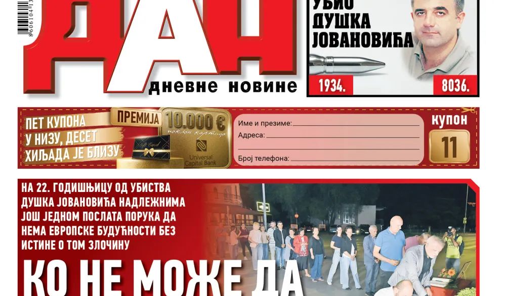 Naslovna strana "Dana" za 28. maj
