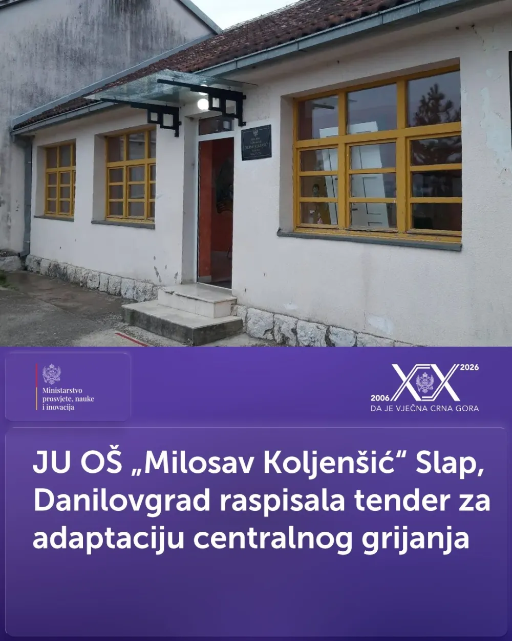 Raspisan tender za adaptaciju grijanja u O&Scaron; "Milosav Koljen&scaron;ić" u Danilovgradu