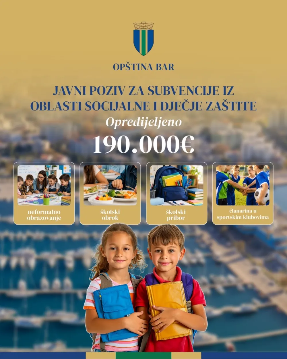Javni poziv Op&scaron;tine Bar za dodjelu subvencija: Za učenike O&Scaron; opredijeljeno 190 hiljada eura