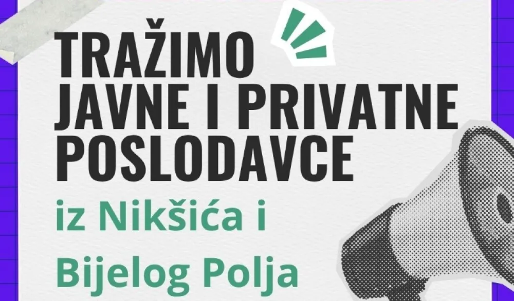Javni poziv za poslodavce iz Nik&scaron;ića i Bijelog Polja za mentorsku podr&scaron;ku mladima iz RE populacije