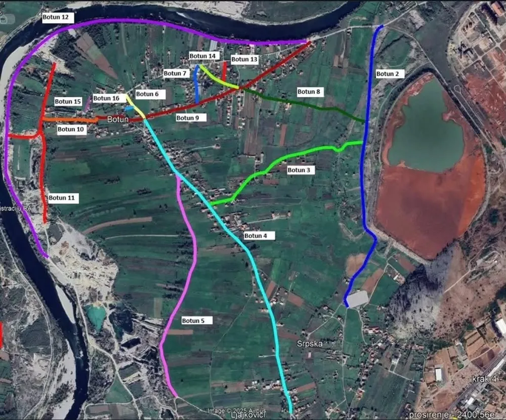 Mapa puteva u Botunu koji će biti sanirani