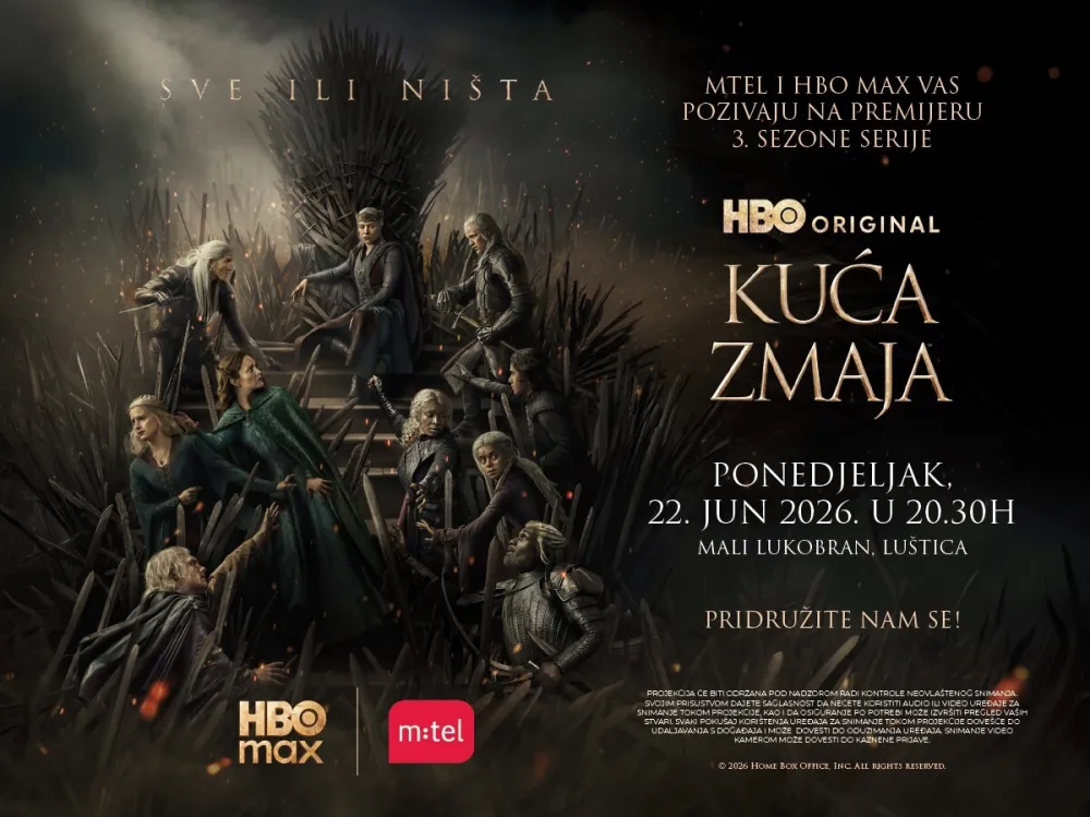 &bdquo;Kuća zmaja&ldquo; pod zvijezdama: MTEL i HBO Max organizuju ekskluzivnu premijeru na Lu&scaron;tici otvorenu za sve ljubitelje serije