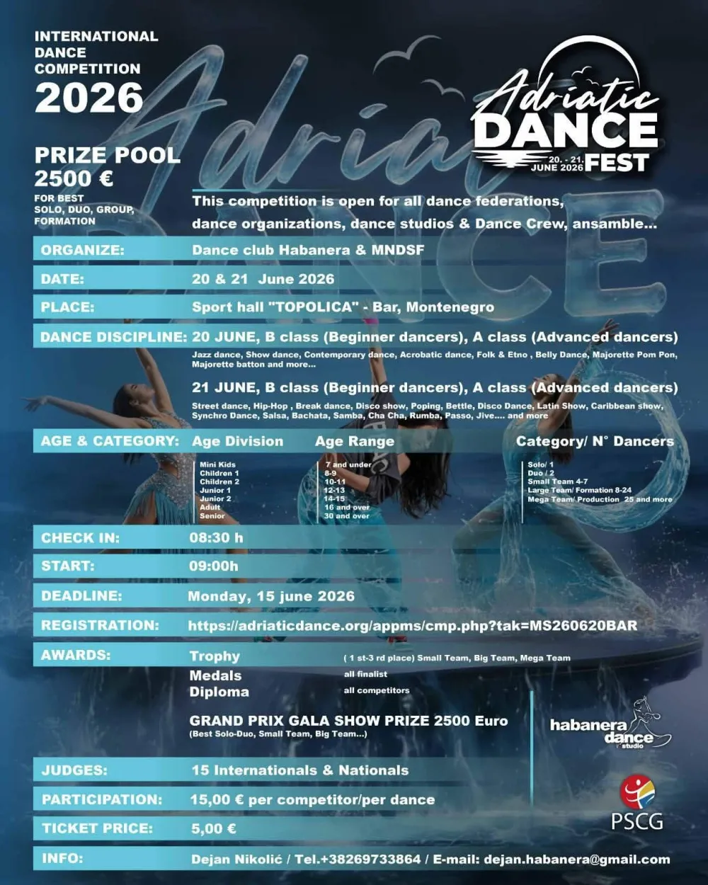 Međunarodno takmičenje "Adriatic dance fest - BAR OPEN" za vikend u Baru