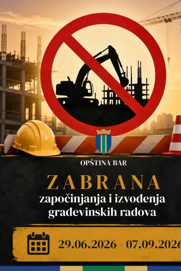 Građevinski radovi zabranjeni u priobalju Bara od 29. juna do 7. septembra