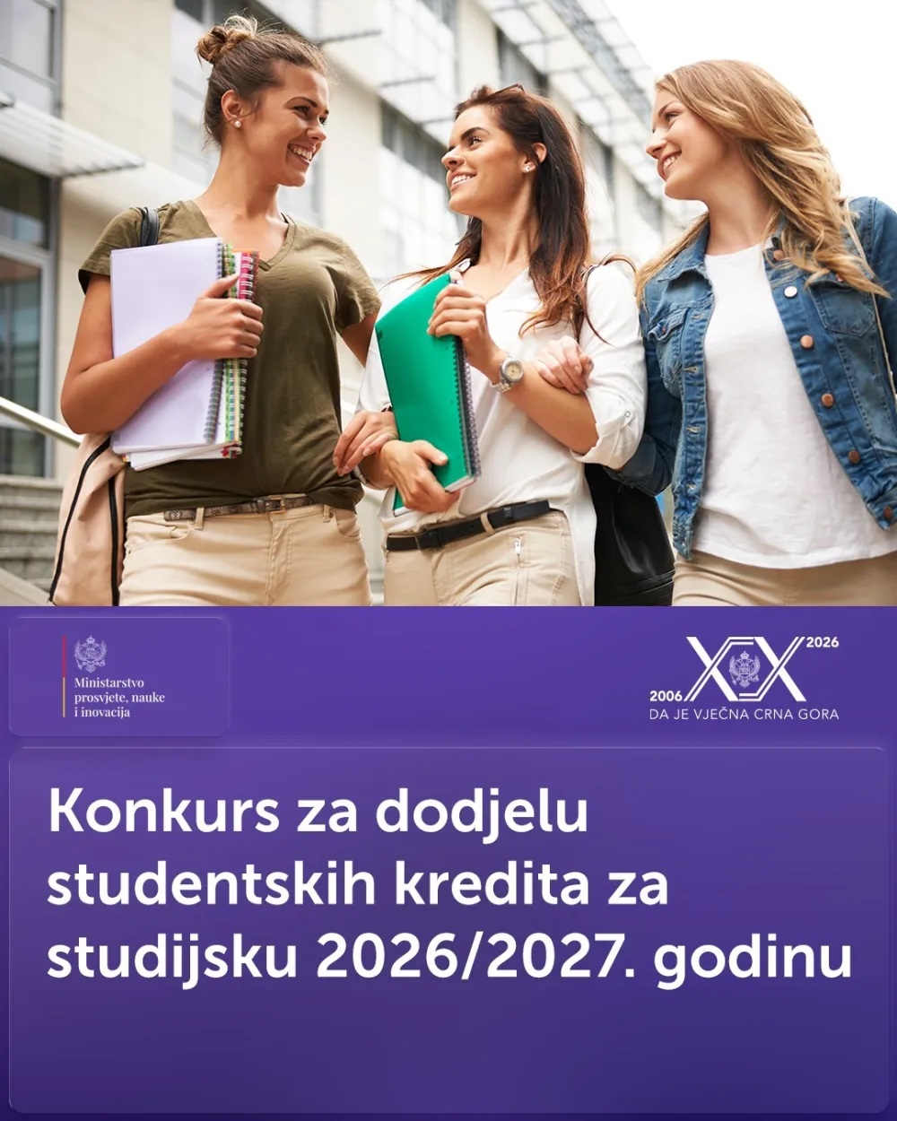 Konkurs za dodjelu studentskih kredita za studijsku 2026/2027. godinu