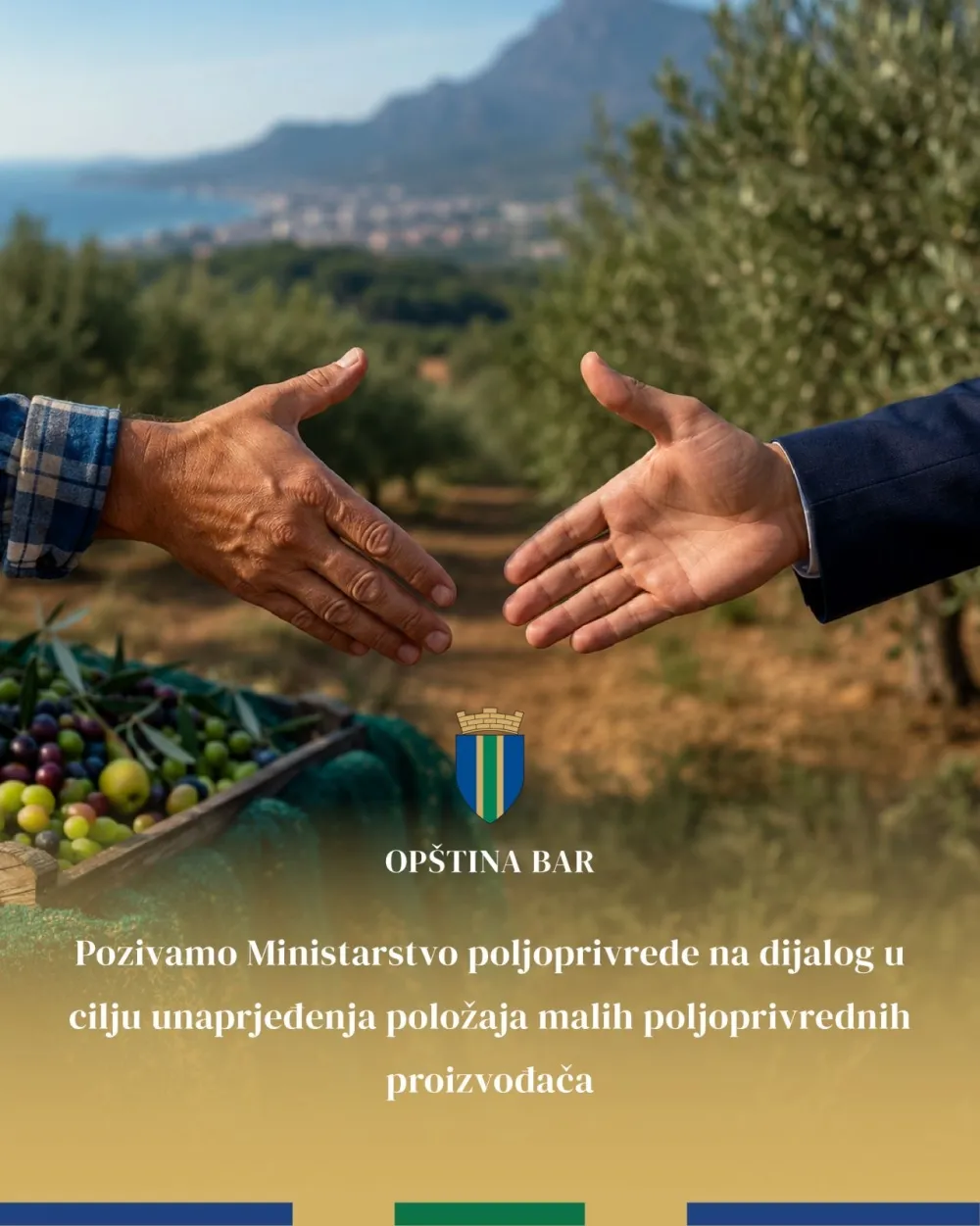 Op&scaron;tina Bar pozvala Ministarstvo poljoprivrede na dijalog: Represija nije odgovor za male proizvođače u Ostrosu