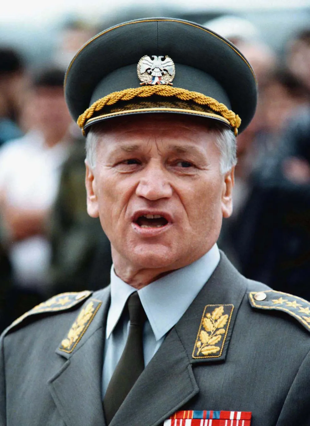 FILE-This is file photo of Yugoslav army Chief of Staff Col. Gen. Momcilo Perisic during an airshow at Belgrade military airport June 14 1998. Yugoslav President Slobodan Milosevic fired Gen. Momcilo Perisic, following months of rumored dispute between the two, including the crisis in Kosovo. Perisic was appointed Chief of Staff in 1993, after serving as a commander of Serb forces fighting the Croats in CroatiaŐs 1991 war of secession. (AP PHOTO/Darko Vojinovic)