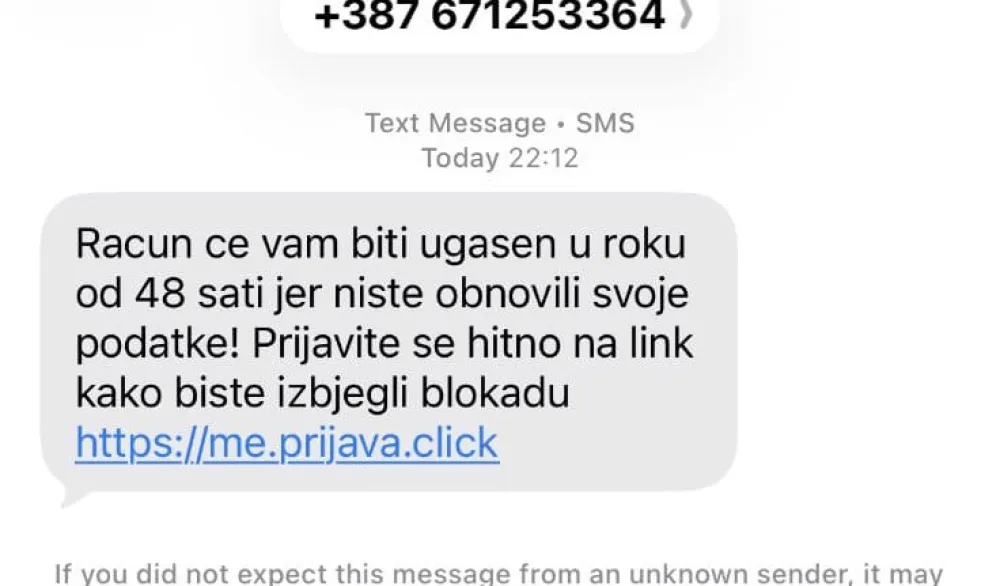 Policija upozorava na prevarne SMS poruke: Ne preduzimajte bilo kakve radnje koje se od vas u porukama traže
