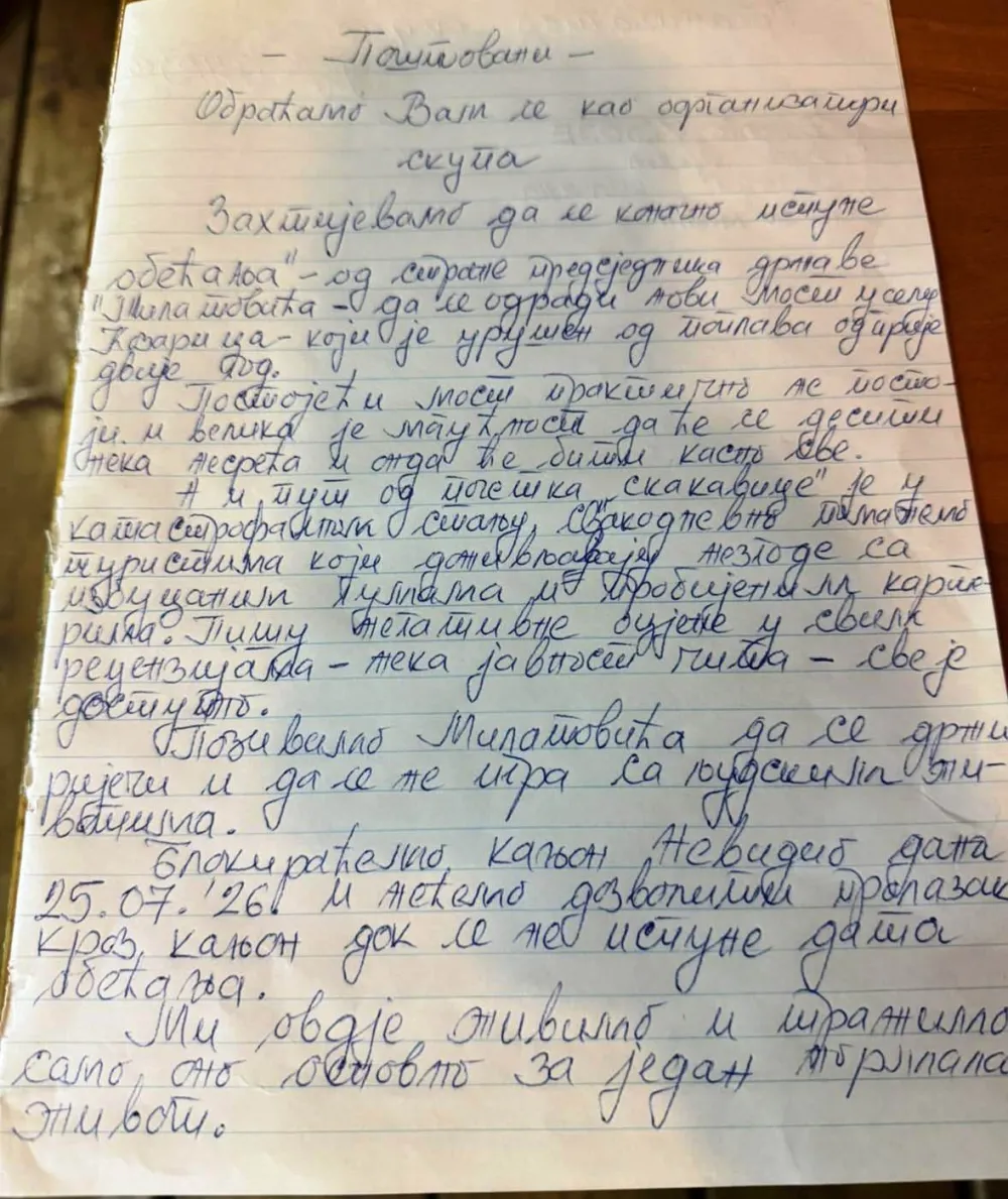 Mje&scaron;tani Komarnice najavili protest: Blokiraće ulaz u kanjon Nevidio