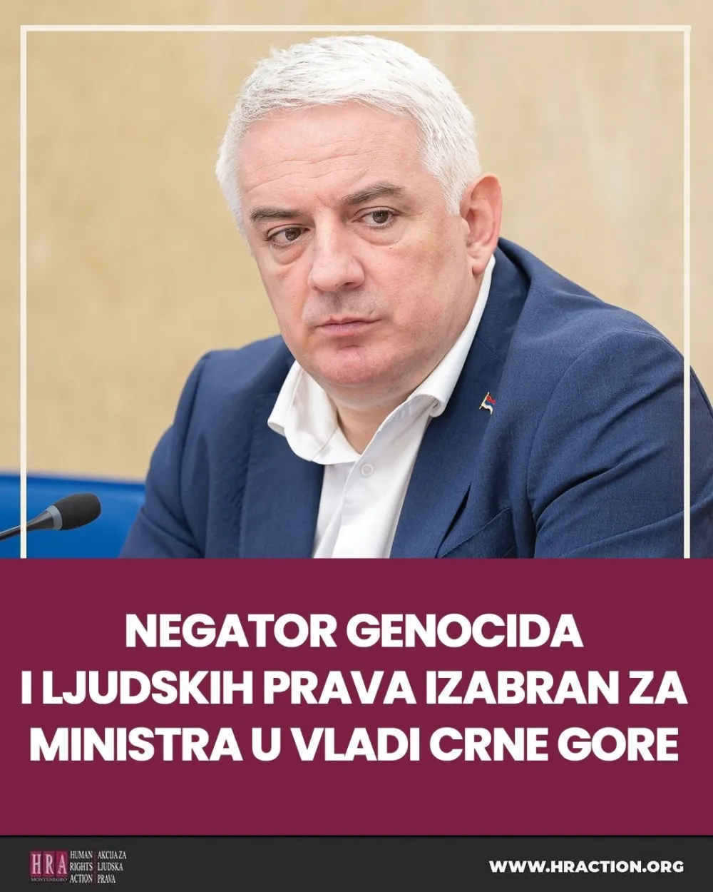 HRA osudila imenovanje Vučurovića za ministra bez portfelja