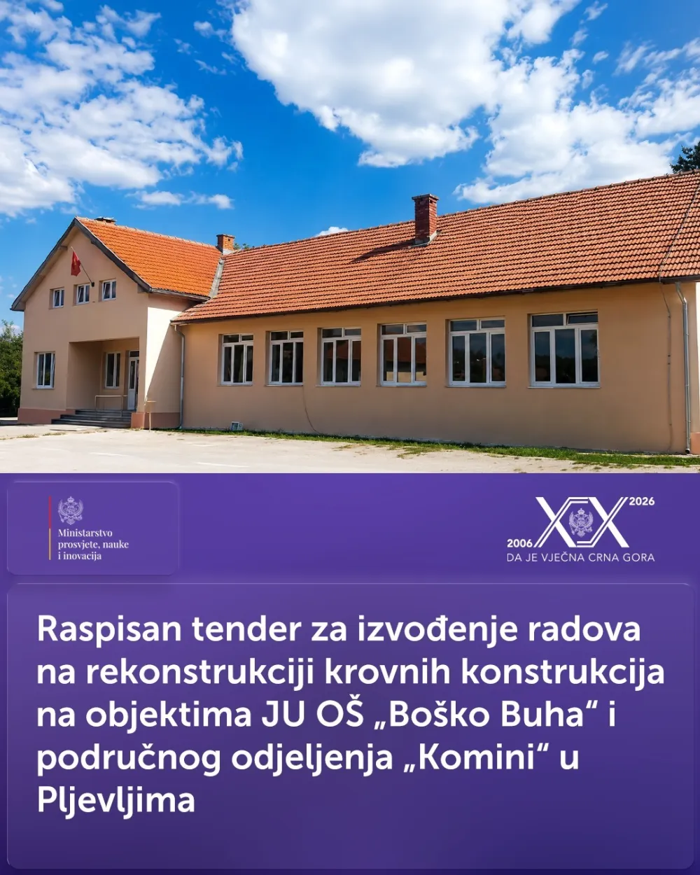 Rekonstrukcija krovova na &scaron;kolskim objektima u Pljevljima