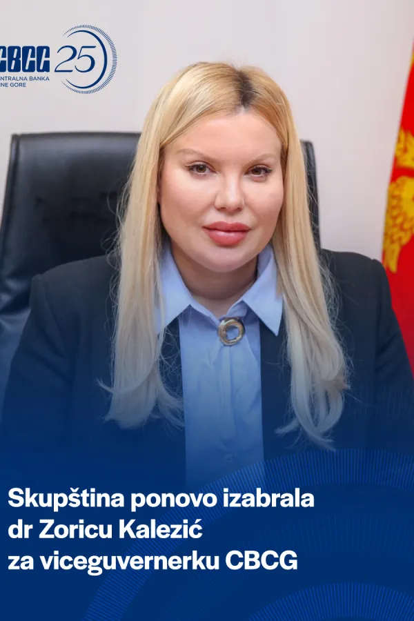 Skup&scaron;tina ponovo izabrala Zoricu Kalezić za viceguvernerku CBCG