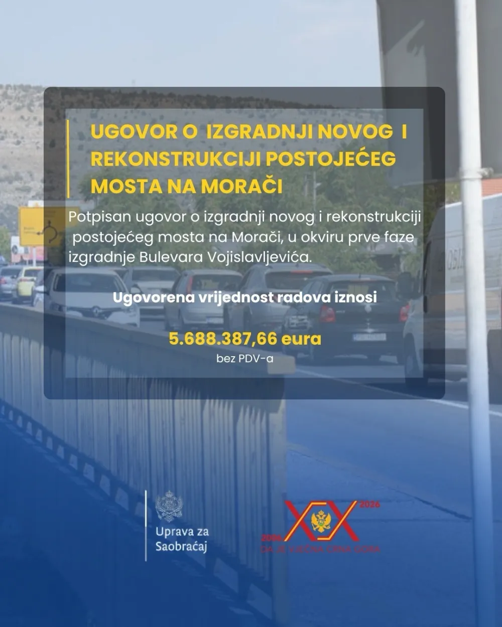 Potpisan ugovor za izgradnju novog i rekonstrukciju postojećeg mosta u produžetku Bulevara Vojislavljevića